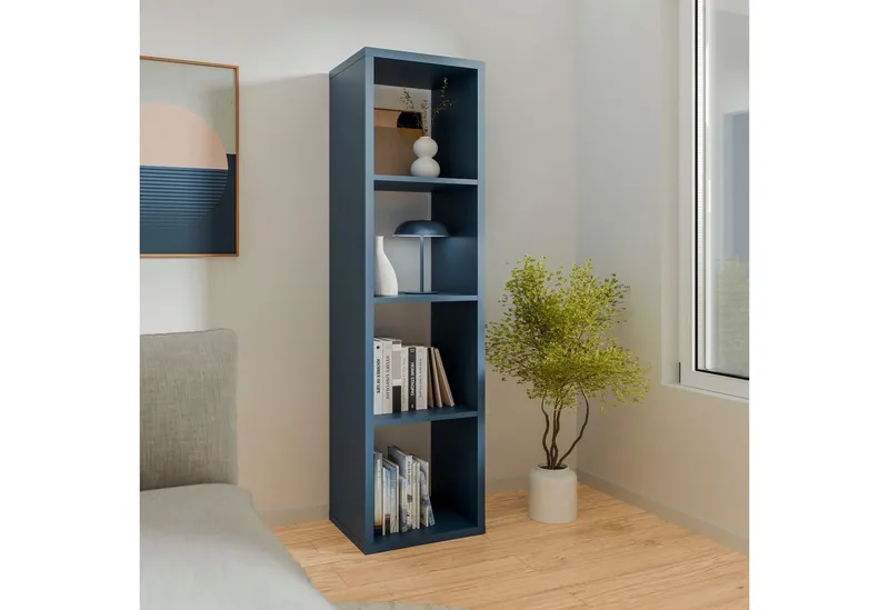 FORTE Standregal Mauro, FSC®-zertifiziert, Fachgröße 33x33cm, 4 Fächer, Blau, – Produktbild 1 von 5