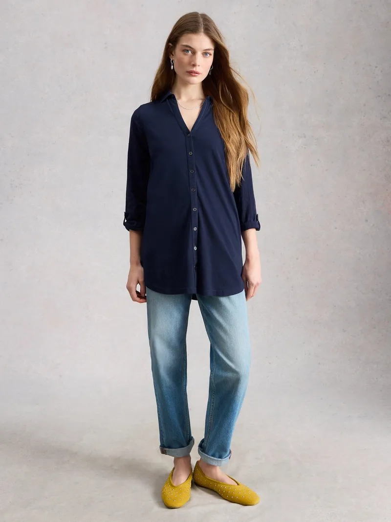 White Stuff Bluse Annie aus Material-Mix - 50, Marineblau, – Produktbild 2 von 4