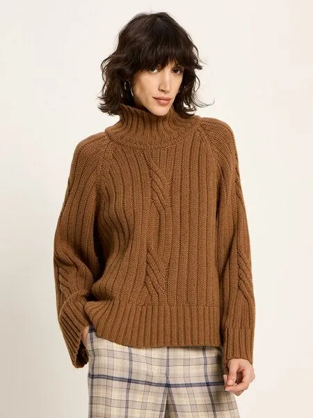 LANIUS LANIUS Rippenpullover, Brown, – Produktbild 1 von 4