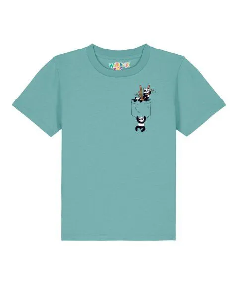 watabout.kids watabout.kids T-Shirt Kinder Pocket Pandas, Teal monstera, – Produktbild 1 von 2