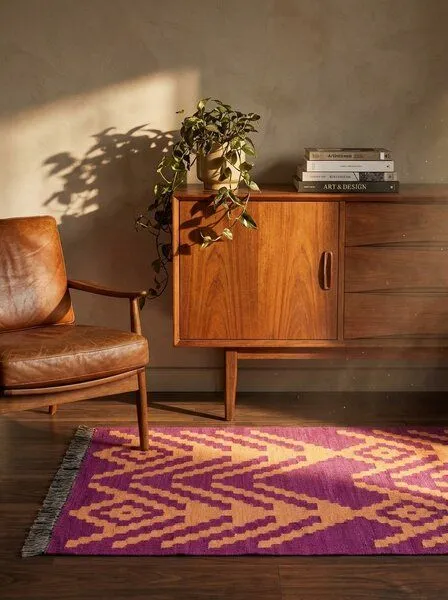 Rugtales Kelim Gashgai „Rugtales“ aus Schurwolle, Violett, – Produktbild 2 von 4