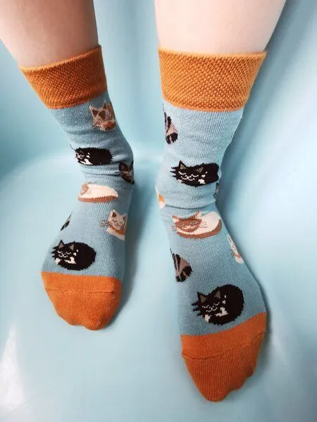 Fräulein Prusselise Fräulein Prusselise Katzenbande Socke, cat, kitty, cosy, bunt gemustert – Produktbild 3 von 3