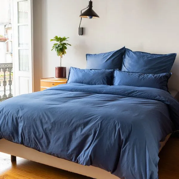KUSHEL KUSHEL Bettdeckenbezug Perkal aus Bio Baumwolle, Fjord blue (blau), – Produktbild 2 von 3