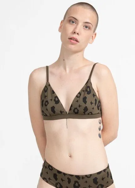 boochen boochen Bikini Top Amami - Wendbares Surf Bikini-Oberteil - Print, Green leopard (khaki), – Produktbild 1 von 4