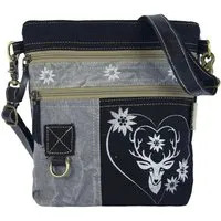Domelo Domelo Umhängetasche. Canvas Trachtentasche mit Hirsch-Motiv, braun/ Khaki grün – Produktbild 1 von 1