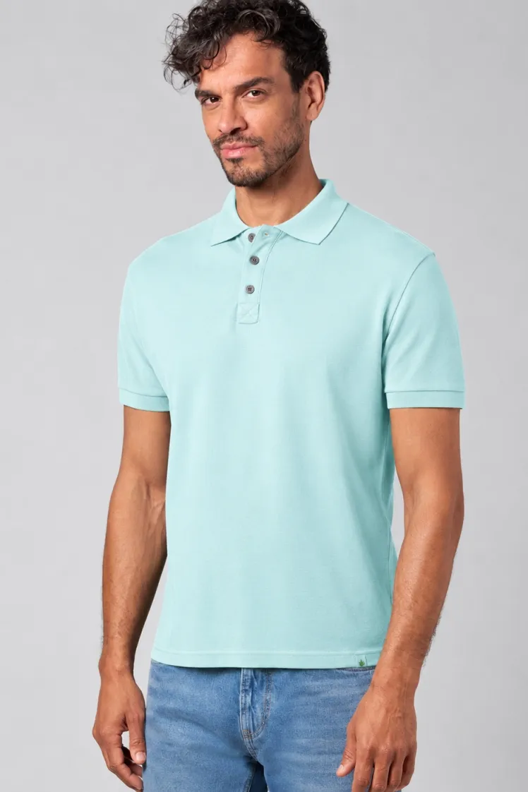 HempAge Hempage Herren vegan Polohemd Aus Piqué Jersey Seeblau, Blau, – Produktbild 2 von 2
