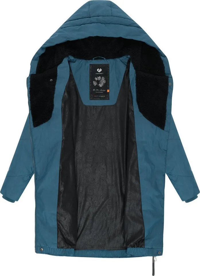 ragwear ragwear Wintermantel Gordon Long gesteppter Winterparka mit asymmetrischem Kragen, Blau|grau, – Produktbild 1 von 4