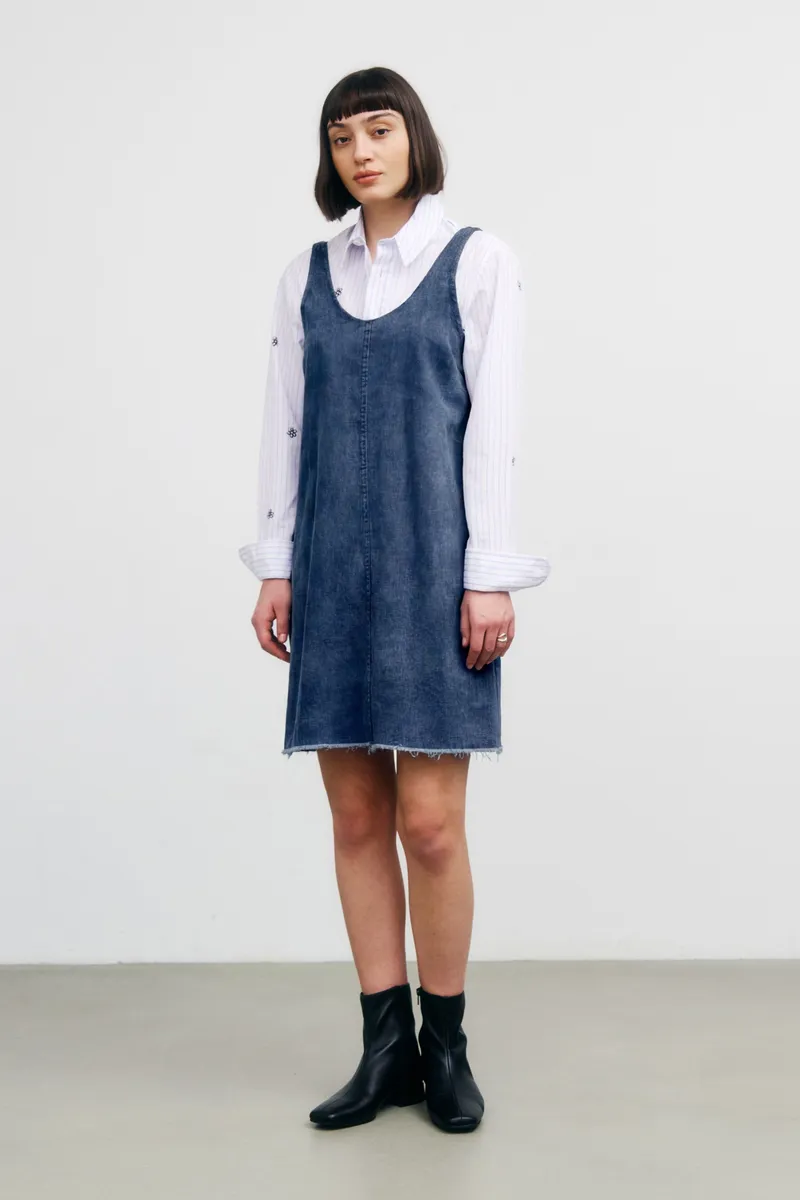 Rotholz Rotholz Damen vegan Kurzes Kleid Washed Denim, Blau, – Produktbild 2 von 2