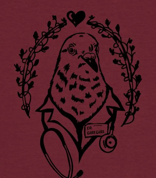 päfjes päfjes Taube Dr. Gurr Gurr - Fair Wear Unisex Bio Vegan T-Shirt, Rot (bordeaux), – Produktbild 4 von 4