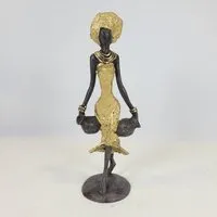 Moogoo Creative Africa Moogoo Creative Africa Bronze-Skulptur "Frau mit zwei Amphoren" by Soré | verschiedene Farben und Größen, Gold, – Produktbild 1 von 1