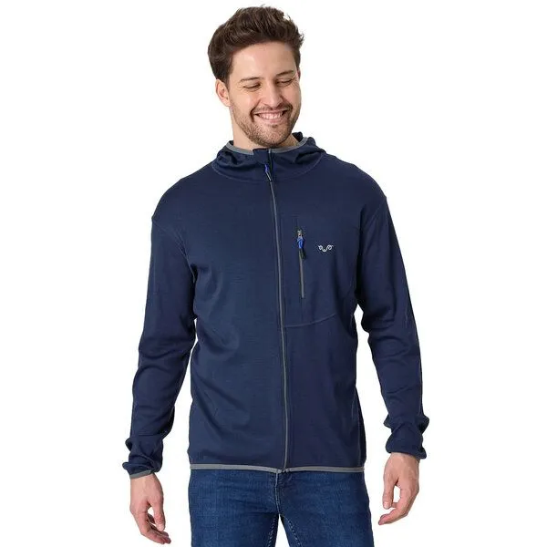 Woolona Woolona Hoodie - MAESTRO - 100% Merinowolle (Zip), Navy, – Produktbild 3 von 4