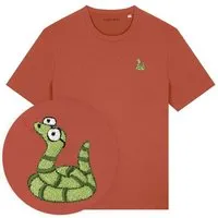 LIGARTI Besticktes T-Shirt – Schorsch die Schlange – LIGARTI Tiermanufaktur, Terracotta, – Produktbild 1 von 1