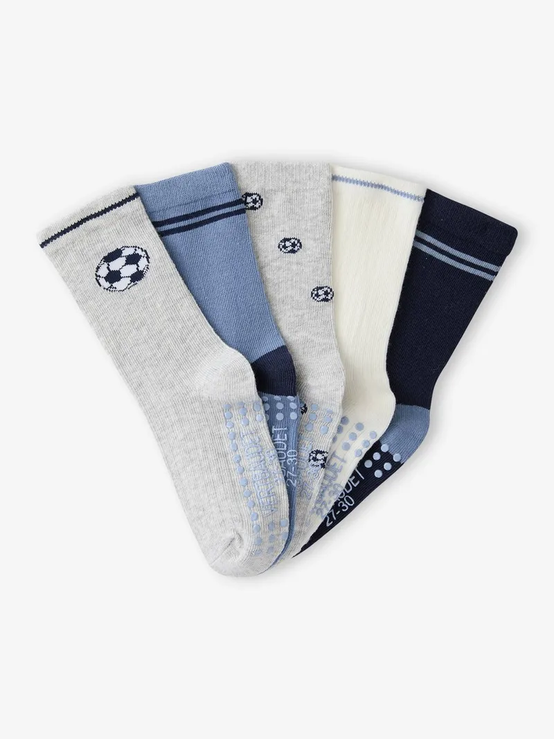 Vertbaudet 5er-Set Socken Fußball-Motive Jungen, Grau meliert, – Produktbild 2 von 2