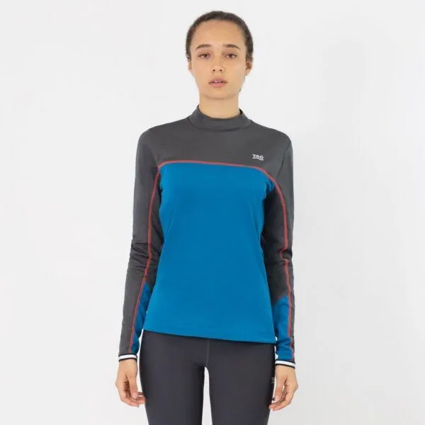 TAO Sportswear TAO Sportswear Atmungsaktives Damen Langarm Laufshirt GAIA mit Stehkragen, Blau, – Produktbild 1 von 3