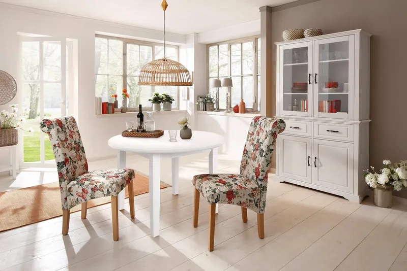 OTTO home Esstisch Danuta, Tisch, Speisetisch, aus massiver Kiefer, runde Ausführung, Weiß, – Produktbild 3 von 5