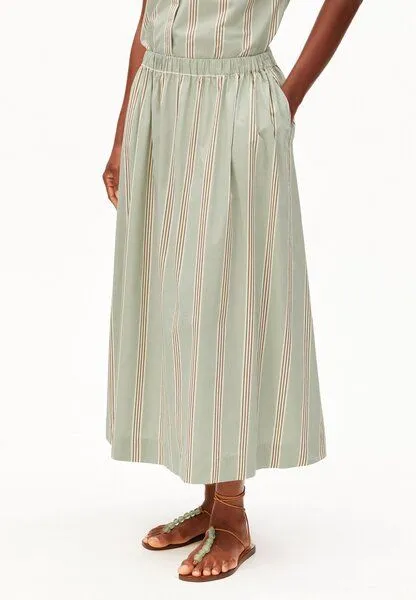 ARMEDANGELS ARMEDANGELS STRIPE Damen Rock aus 100% Bio-Baumwolle, Foam-light oatmilk-dried palm, – Produktbild 1 von 4