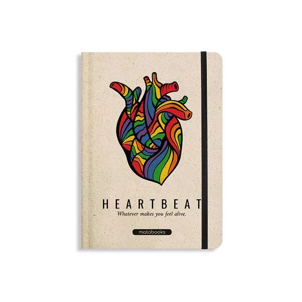 matabooks® matabooks® Nachhaltiges A5 Notizbuch/Journal/Schreibheft aus Süßgraspapier – Nari (punktiert), Heartbeat, – Produktbild 1 von 4