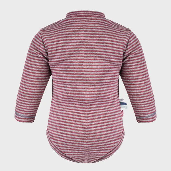 OrganicEra Baby Langarm Kimono Bodysuit, gestreift 'OrganicEra' aus Bio Baumwolle, Rot, – Produktbild 4 von 4