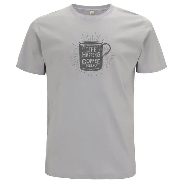 Spreecult Spreecult Kaffee Hilft - Bio und Fair - Männer Unisex T-Shirt - Coffee Helps, Brown, – Produktbild 1 von 2