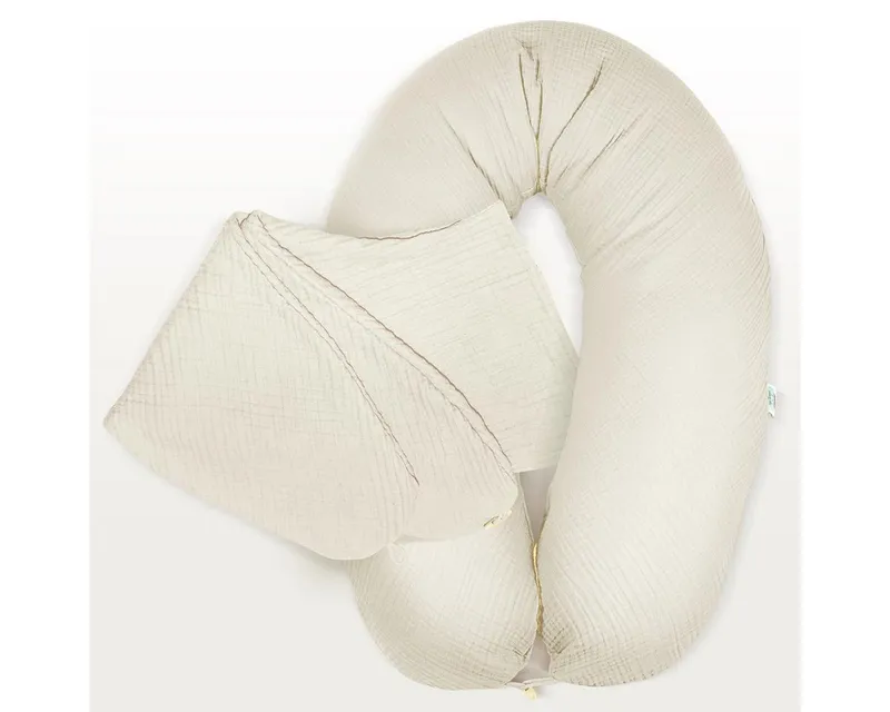 SEI Design Stillkissenbezüge Bezüg für Stillkissen Lagerungskissen Seitenschläferkissen 190x30 cm, 100% Baumwolle, Beige, – Produktbild 1 von 5
