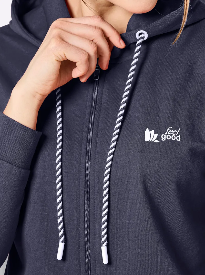 feel good Sweatjacke, Marine-weiß, – Produktbild 2 von 2