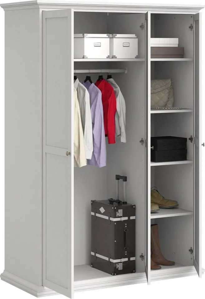 Home affaire Drehtürenschrank Paris im Landhaus-Stil aus schönem Holzfurnier, Höhe 200,5 cm (4 türig), Weiß, – Produktbild 4 von 5