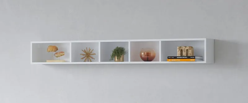 OTTO home Wandregal Toledo,Breite 169 cm stilvolle Deko-Wandregal, Wandregal mit 5 Fächern, viel Stauraum, Masse 169/20,5/19 (B/H/T), Weiß, – Produktbild 2 von 8