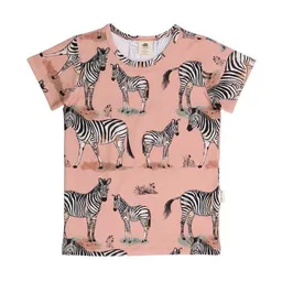 Walkiddy Kinder T-Shirt GOTS-zertifiziert aus Bio-Baumwolle rosa mit Zebrafamilien-Motiv – Walkiddy – Produktbild 1 von 1