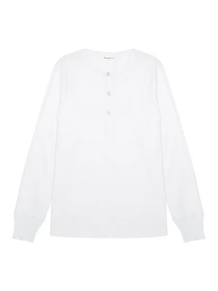 KnowledgeCotton Apparel KnowledgeCotton Apparel Sweatshirt - BO long sleeve henley - aus Bio-Baumwolle, Weiß (bright white), – Produktbild 4 von 4
