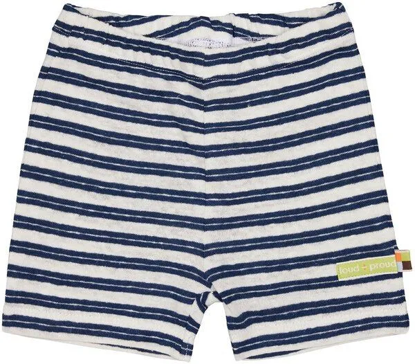 loud + proud loud + proud Babys & Kinder Short Ringel mit Leinen, GOTS-zertifiziert, Ultramarine(blau), – Produktbild 1 von 2