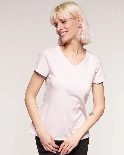 Alma & Lovis Alma & Lovis Shirt aus Bio-Baumwolle | V-Neck Shirt, Dusty rose (rosa), – Produktbild 3 von 4