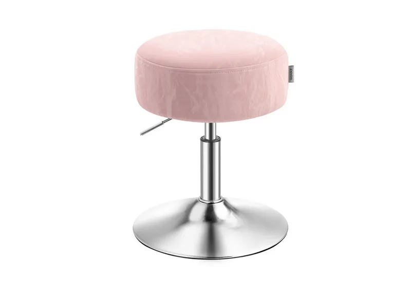 VASAGLE Barhocker Schminkhocker Schminkstuhl höhenverstellbar, 1/2er Set (1 St), für Schlafzimmer, Küche, 360° drehbar, dicke Polsterung, Rosa, – Produktbild 1 von 5