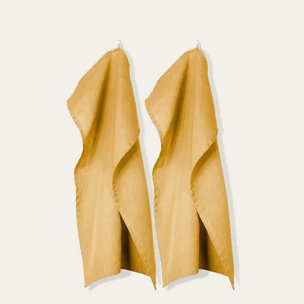 KUSHEL KUSHEL Leinen Tea Towel Duo, Curry gold gelb, – Produktbild 1 von 3