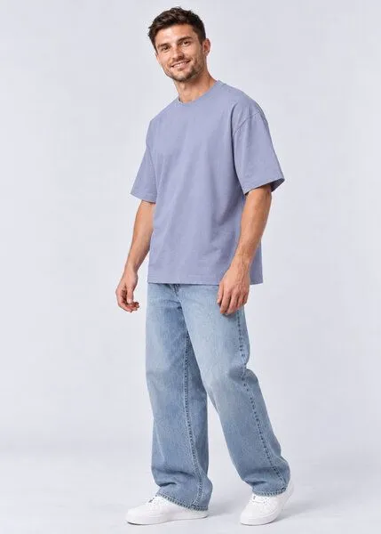 COREBASE COREBASE Oversized TShirt - Heavyweight - 300 g/m², Blue granite (blau), – Produktbild 8 von 8