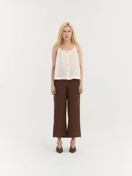 AmourLinen AmourLinen Leinen-Top mit Knöpfen MARIS, Weiß, – Produktbild 1 von 1