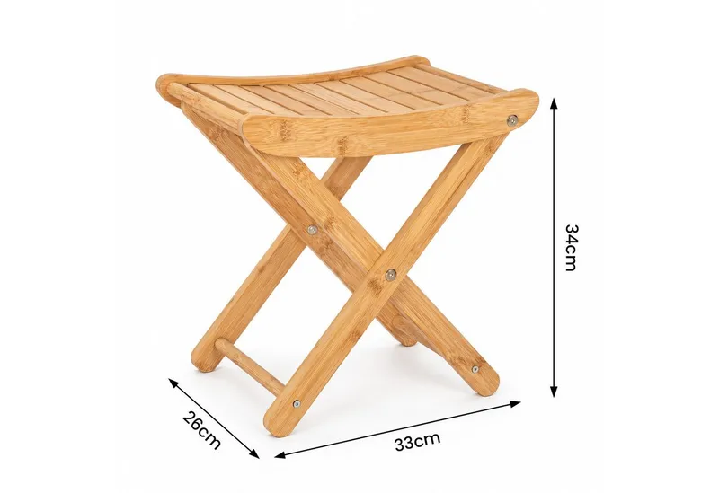 Youyijia Duschhocker Bambus Duschhocker faltbar, Klapphocker für Badezimmer – Produktbild 3 von 5
