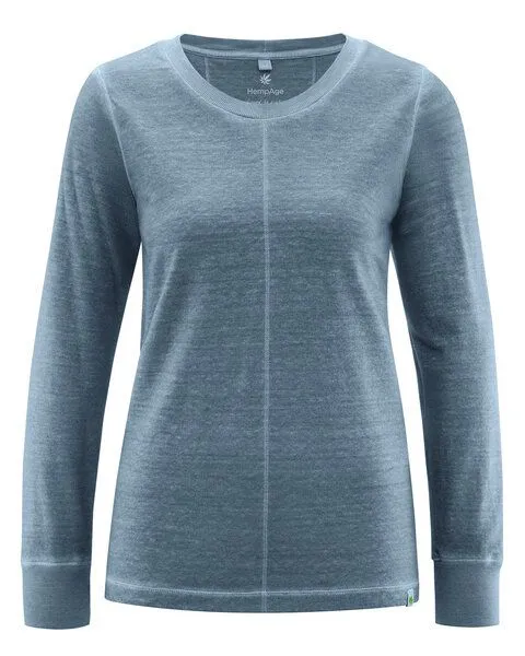 HempAge HempAge Langarmshirt mit mittiger Naht Hanf/Biobaumwolle, Dove (blau), – Produktbild 3 von 4