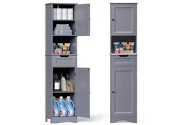 Blishom Hochschrank Badezimmerschrank Hochschrank, Schmaler Badschrank 170cm mit Schublade, Verstellbare Regale, Freistehend – Produktbild 1 von 1