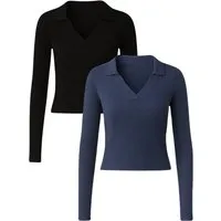 GORG GORG Damen vegan Multipack 2x Langarmshirts Navy/Schwarz – Produktbild 1 von 1