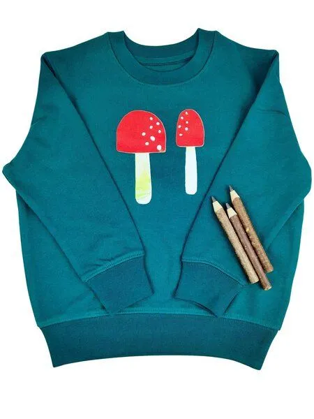 MelaDi Meladi Kinder Sweater aus Biobaumwolle - Plize auf Forrest Green, Natural white, – Produktbild 1 von 7