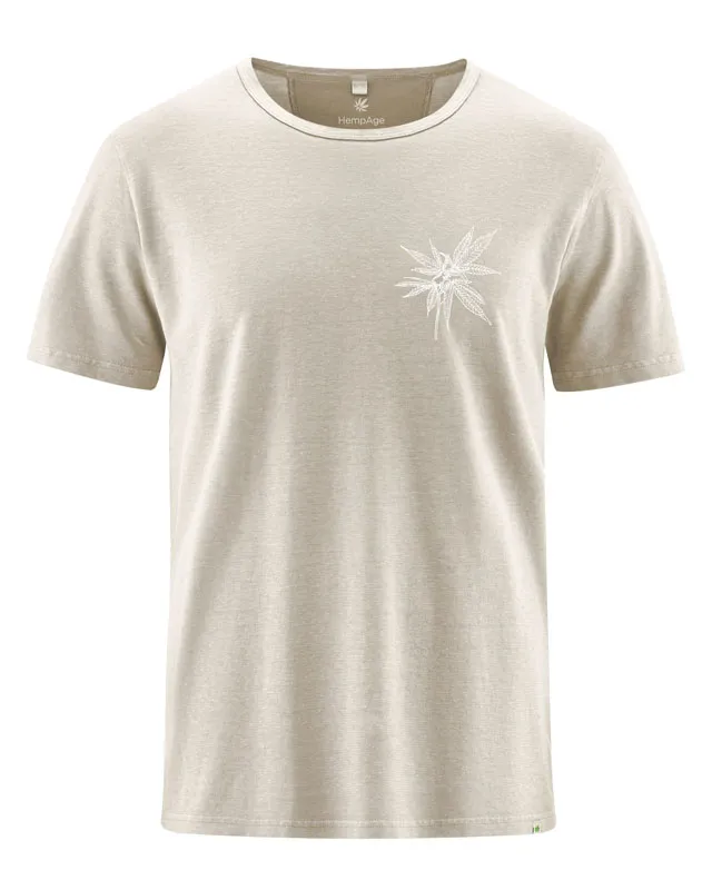 HempAge Hempage Herren vegan T-Shirt Timeless Mit Distel Print Beige, Beige, – Produktbild 2 von 2