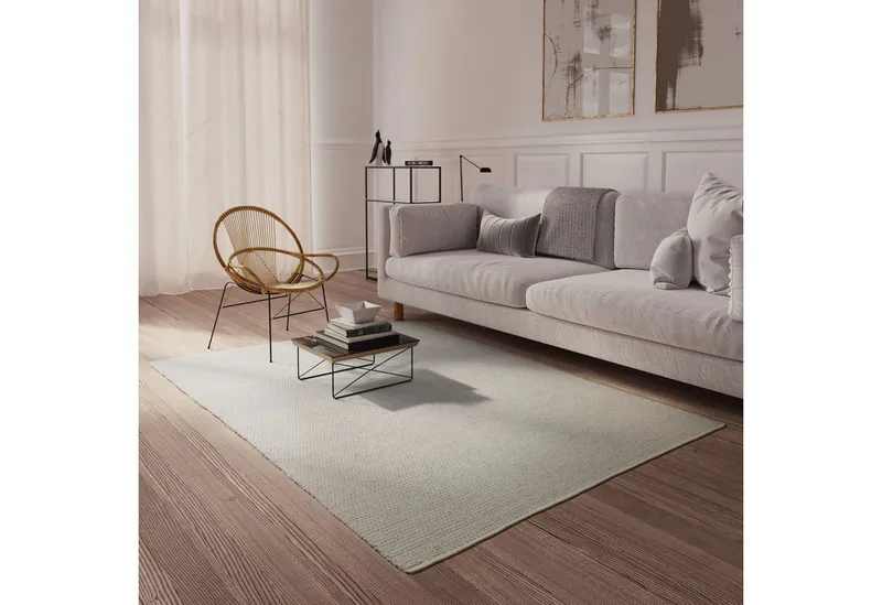 Steffensmeier Wollteppich Amsterdam, Rechteckig, Handwebteppich, Handweb Teppich, Beige, – Produktbild 2 von 5
