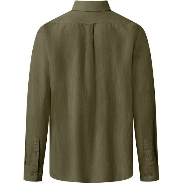 KnowledgeCotton Apparel KnowledgeCotton Apparel Leinenhemd - Custom fit linen shirt, Grün (burned olive), – Produktbild 3 von 3