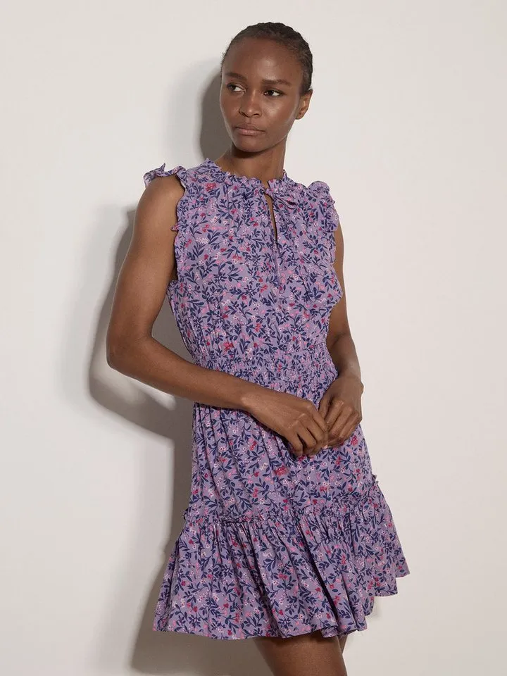 Apricot Apricot Minikleid Mini-Kleid mit Rüschen und zierlichem Blumenmuster (mit Bindeband) mit Bindeband, Lila, – Produktbild 2 von 5