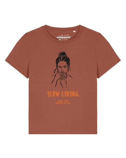 watapparel watapparel T-Shirt Frauen Slow living, Heritage brown, – Produktbild 1 von 2