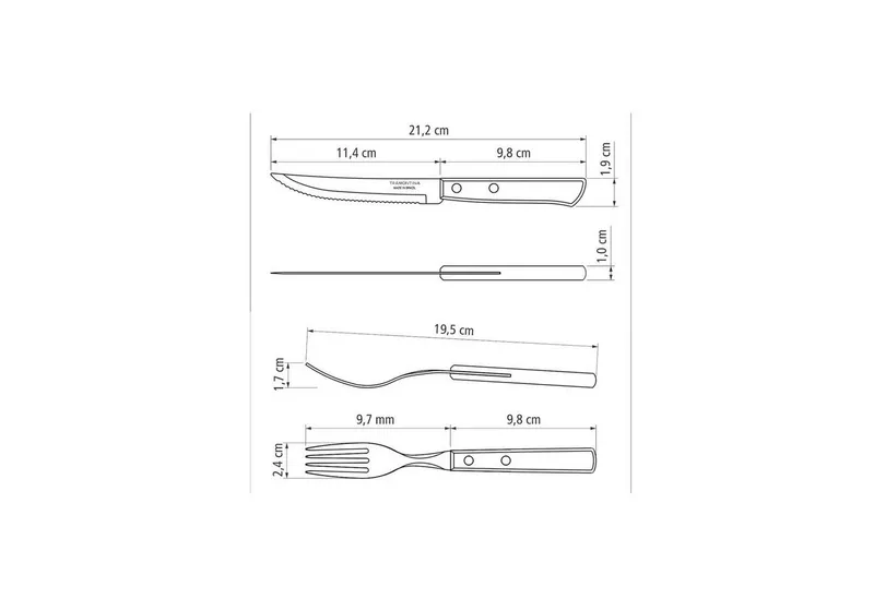 Tramontina Steakbesteck Pizzabesteck, 12-tlg. Set - mit FSC Holzgriff (12-tlg), 6 Personen, Edelstahl, scharfe Klinge, FSC Echtholzgriffe, spülmaschinenfest, Rot, – Produktbild 4 von 4