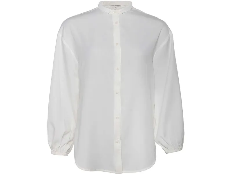Living Crafts Living Crafts Bio-Damen-Hemdbluse "SIMONARA" mit Mandarinkragen, cloud dancer, Gr. 40 – Produktbild 1 von 1