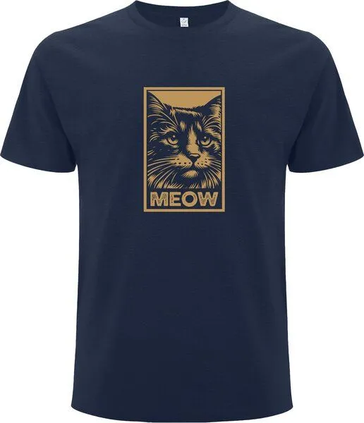 Spreecult Spreecult Meow Katze - Bio und Fair - Männer Unisex T-Shirt, Navy blau, – Produktbild 2 von 2