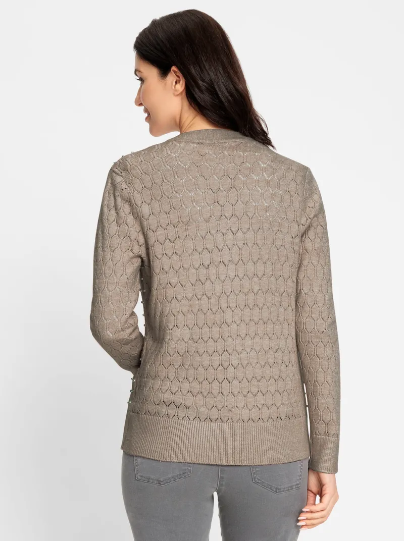 Witt Ajourstrickjacke, Sesam-meliert, – Produktbild 2 von 2