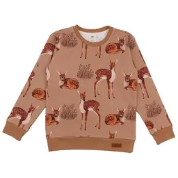 Walkiddy Kinder Sweatshirt GOTS zertifiziert Bio-Baumwolle, Braun, Reh-Muster, Walkiddy – Produktbild 1 von 1